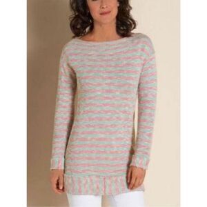 Soft surroundings marina striped tunic top size xs 100% cotton